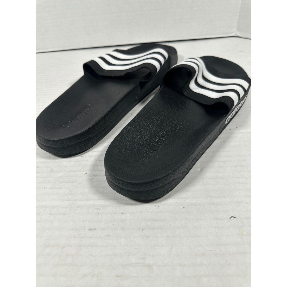 Adidas Adilette Shower Slides Mens 14 Black White GZ5922 Cloudfoam Sandals - Picture 5 of 11